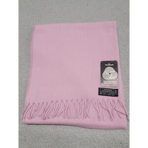 Woolmark Lambswool Scarf Womens 70"x10" Baby Pink 100% Pure New Wool Soft Fringe
